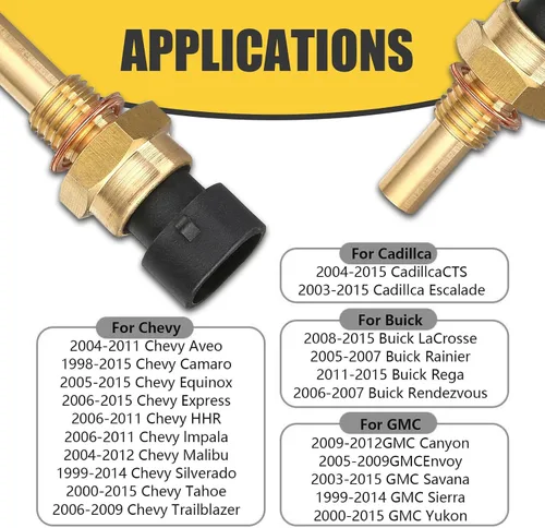 Vista 7 de Pack-1 Sensor de temperatura del agua del automóvil, piezas de repuesto 15404280 12191170 60811520 12608814, accesorios de sensor de temperatura ECT