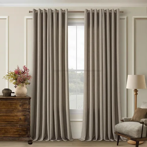 Vista 60 de Cortinas de avena con ojales DUKIYO de 96 pulgadas de largo para sala de estar, comedor, juego de 2 paneles, cortinas de arena y beige