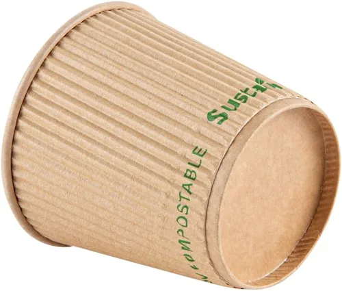Vista 8 de Restaurantware Tazas de café de papel de 4 onzas, paquete de 25 tazas aisladas de pared ondulada, para bebidas calientes, papel kraft resistente a
