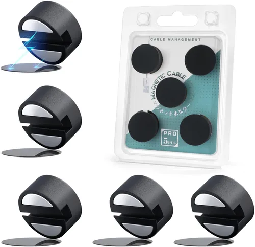 Vista 11 de Maveek Soporte magnético para cables, 5 unidades, clips de cable fuertes, placa de metal, organizadores de alambre adhesivo para mesita de noche