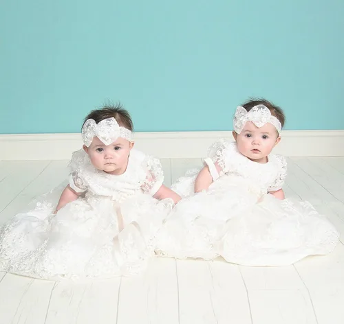 Vista 5 de Christening Gown Baby Girl Lace Toddler Dress for Age 3-24 Months