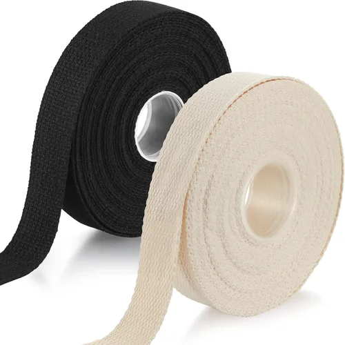 Vista 8 de 2 rollos/20 yardas, correas de algodón de 1 pulgada para decoración de manualidades, cinta de costura pesada, bolsas de envoltura para el hogar