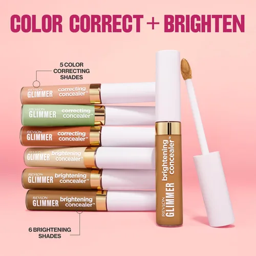 Vista 10 de Revlon Glimmer - Corrector con efecto corrector líquido para debajo de los ojos, hecho con cafeína, vitamina C y esteviosido, 100 Verde, 0.3 fl oz