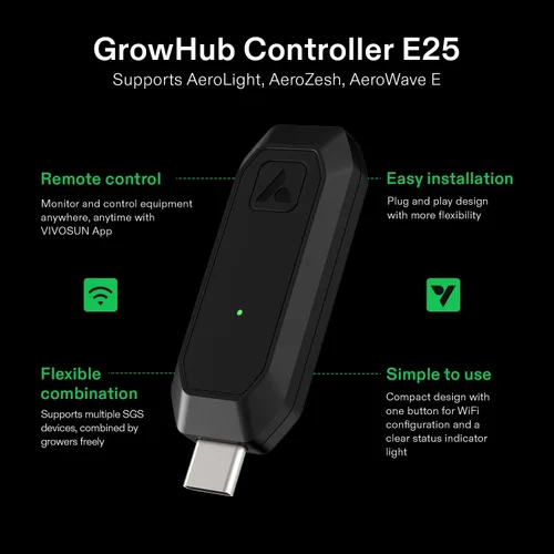 Vista 2 de VIVOSUN Controller E25, Expansion Port for E42A+/E42A, WiFi APP Control Controlador GrowHub para tienda de cultivo, compatible con dispositivos