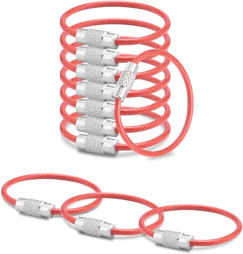 Vista 19 de 100 paquetes de llaveros de cable grandes de 6" con anillo de llavero de metal en masa para etiquetas de equipaje al aire libre (GRUESO: 2MM)