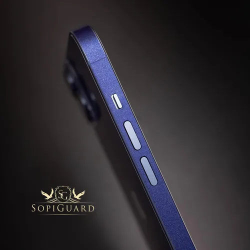 Vista 4 de SopiGuard Adhesivo para iPhone 15 Plus 6.7" Full Body Wrap Precision Edge-to-Edge (azul cepillado)