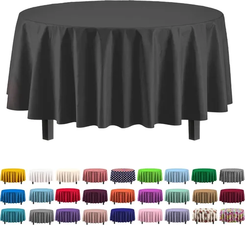 Vista 44 de Party Solids Paquete de 6 manteles de plástico prémium de 54 pulgadas x 108 pulgadas. Cubierta de mesa rectangular de plástico - Aqua