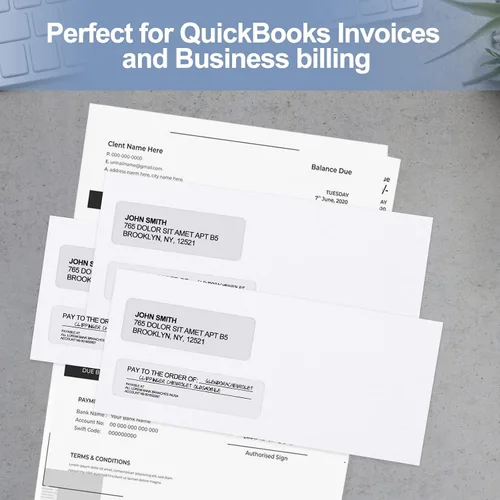 Vista 7 de 500 Sobres de Seguridad de Doble Ventana #10, Sobres de Ventana Autosellantes PANDRI NO.10 Diseñados para Facturas de QuickBooks, Estados de Cuenta