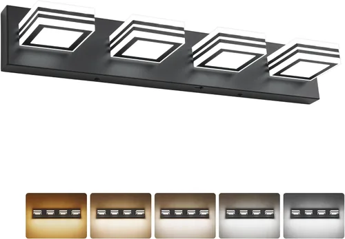 Vista 20 de SOLFART Lámparas LED para tocador de baño: 3 luces de níquel cepillado moderno acrílico para pared de baño sobre espejo de 20 pulgadas 5CCT Níquel