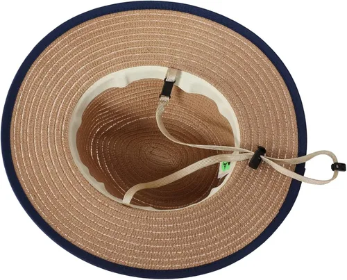 Vista 6 de Connectyle Sombrero de sol Fedora para niños pequeños, sombrero de Panamá de ala ancha, sombrero de playa de verano