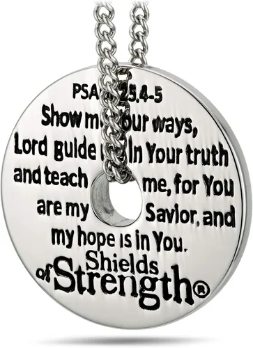 Vista 3 de Shields of Strength Collar de brújula de acero inoxidable para mujer - Salmo 254-5