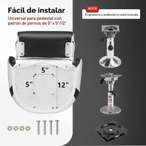 Vista 6 de PEXMOR Asiento de barco deportivo premium abatible para capitán con asiento de cubo para barco, cubierta de asiento de barco impermeable, bisagras