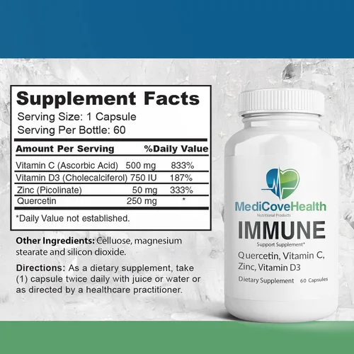 Vista 3 de Apoyo inmunológico: Quercetina, Vitamina C, Zinc, Vitamina D3.