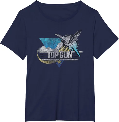 Vista 16 de Top Gun Illustrated F-14 Triangle Art Camiseta, Azul / Patchwork, S Azul Marino