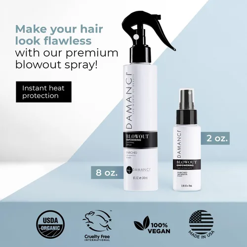 Vista 4 de DAMANCI Empowering Blowout Spray, protector térmico para cabello, protector térmico profesional, tamaño de viaje 2.3 onzas
