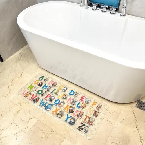 Vista 3 de BOPPIE Tapete de baño antideslizante para bañera para niños, tapete de baño antideslizante para bañera, tapete de baño XL grande, 35 x 15 pulgadas
