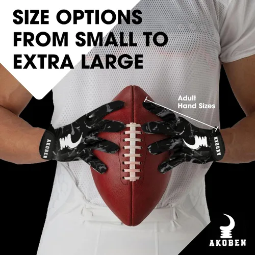 Vista 4 de AKOBEN Guantes de fútbol Guantes negros de fútbol Guantes de fútbol blancos Equipo de fútbol Guantes de fútbol para hombre Guantes