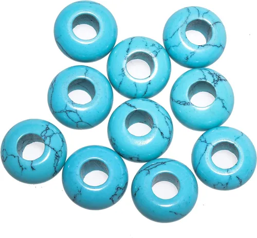 Vista 14 de Cuentas de piedra natural de agujero grande (0.23 a 0.236 pulgadas) pulidas Rondelle cuentas de piedras preciosas europeas para pulseras de dijes