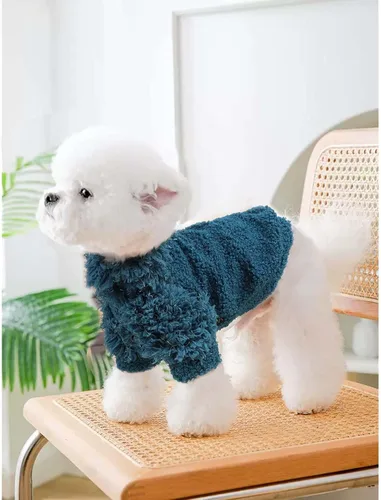 Vista 3 de Suéteres pequeños para perros, ropa para perro, suéter para cachorros, suéter para chihuahua, perro salchicha, Yorkie, suave, grueso, cálido, suéter