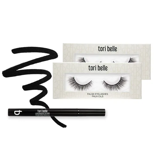 Vista 2 de XOXO Lash Adhesivo Delineador y Pestañas Falsas Paquete por Tori Belle (XOXO Lashes & Black Liner)