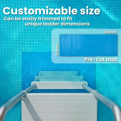 Vista 5 de XtremepowerUS Escalera para Piscina Elevada con Alfombrilla Protectora – Sistema de Escalones de Entrada Inclinada + Almohadilla de 10 x 24 Pulgadas