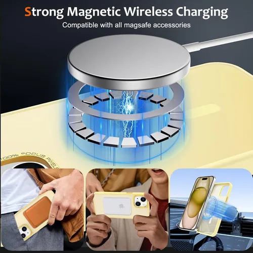 Vista 1172 de Anuck - Funda magnética para iPhone 11 compatible con MagSafe, carcasa trasera mate translúcida dura, borde de TPU, delgada, resistente a impactos