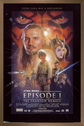 Vista 15 de Trends International Star Wars: The Phantom Menace - Póster de pared de una hoja, 14.725 x 22.375 pulgadas, versión enmarcada de madera de granero