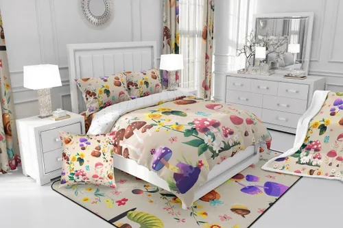 Vista 6 de jejeloiu Cute Mushroom Decor Rugs for Living Room Bedroom for Kids Boys Girls Area Rug 3x5 Botanical Plants Decorative Carpet Cartoon Mushrooms