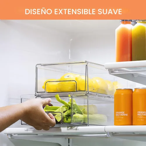 Vista 3 de Sorbus - Cajones de almacenamiento transparentes medianos (2 unidades) – Cajones organizadores apilables para refrigerador, despensa, cocina