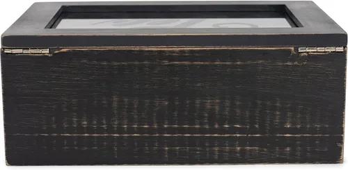 Vista 4 de Cottage Garden Cofre de almacenamiento de té de madera de pino negro de 9 x 6.25 pulgadas