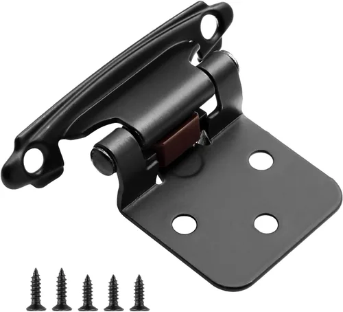 Vista 9 de Bisagras para puertas de gabinete de cocina de 3/8 pulgadas, paquete de 4 pares de bisagras de gabinete semiocultas negras, bisagras de puerta