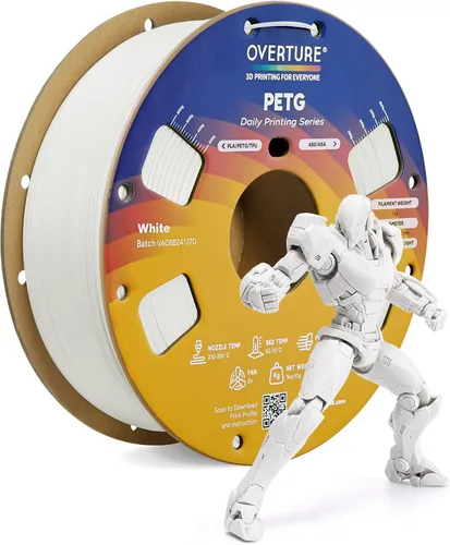 Vista 11 de OVERTURE - Filamento PETG de 1/16 de pulgada (1.75 mm) para impresora 3D y FDM, bien enrollado, duradero, carrete de 4.4 libras, dureza firme