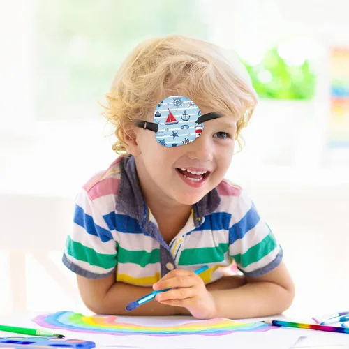 Vista 5 de Timgle - Parches de ojos ajustables para niños, 12 unidades Reusable Soft Single Eye Patch with Elastic Strap Halloween Eyepatchs for Girls Boys