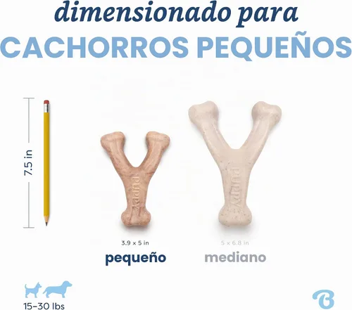 Vista 4 de Benebone Puppy Wishbone - Juguete masticable para perro, fabricado en Estados Unidos, sabor a tocino real, pequeño