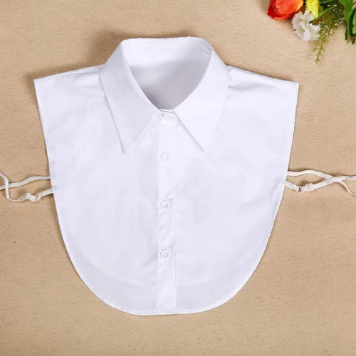 Vista 4 de Blusa de algodón para mujer, ajustable, color sólido, desmontable, media camisa, accesorios de ropa