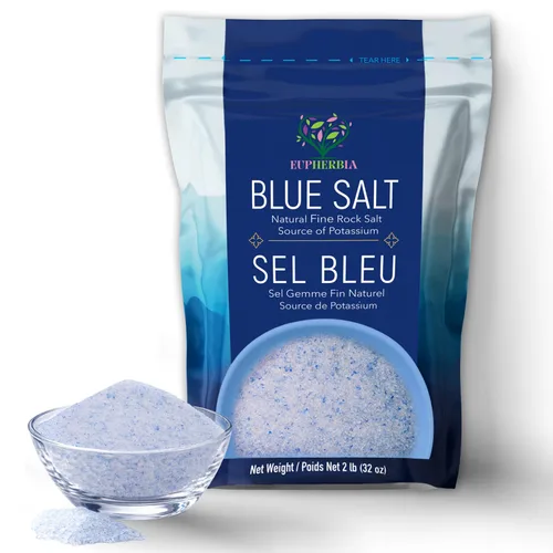 Vista 12 de EUPHERBIA Sal azul, gruesa, sal mineral rara, alto potasio, baja en sodio, natural, sin procesar, cosechada a mano, certificado Kosher