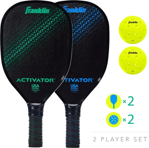 Vista 2 de Franklin Sports Juego de paletas y pelotas de pickleball - Raquetas de madera para pickleball + bolas - Activador - Aprobado por USAPA Juego