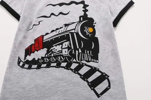Vista 4 de Camisetas de manga corta para bebés, niños pequeños, con estampado de dinosaurios, ropa de algodón, para verano