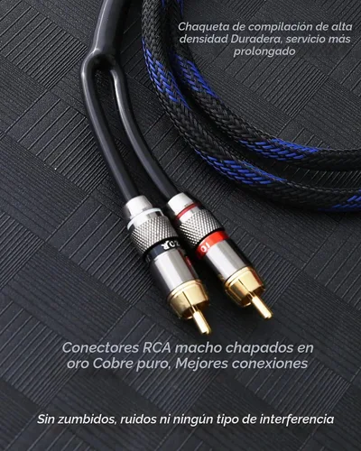Vista 3 de Audiophile - Cable de audio HiFi OFC de 0.138 in macho a 2 RCA macho, cable de audio para conectar un teléfono inteligente, tableta o reproductor