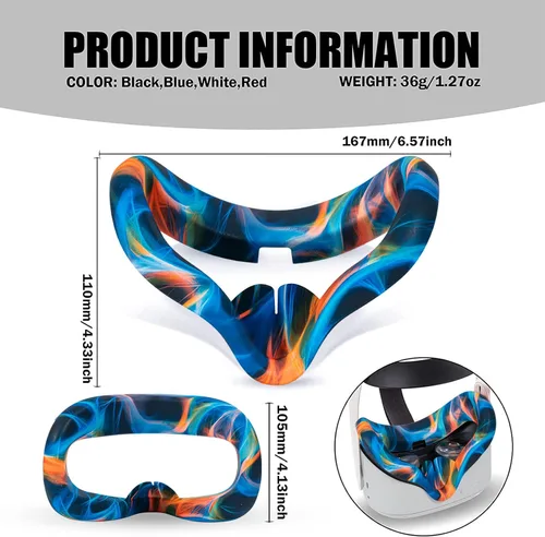 Vista 4 de Compatible with Oculus Quest 2 Accessories for Quest 2 VR Silicone face Cover VR Shell CoverQuest 2 Touch Controller Grip CoverProtective Lens