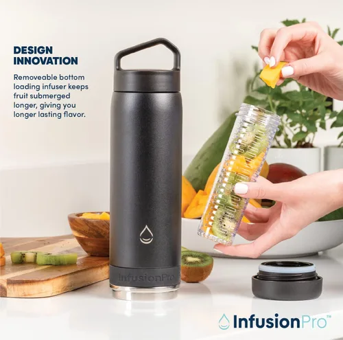 Vista 3 de Botella de agua Infusion Pro con infusor de frutas - Aislada al vacío (20 oz) de acero inoxidable : Libro electrónico de recetas de infusión