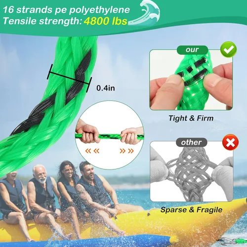 Vista 4 de Arnés de remolque autocentrante para deportes acuáticos con bola de espuma, arnés de remolque de barco resistente con 2 jinetes permanentes de acero