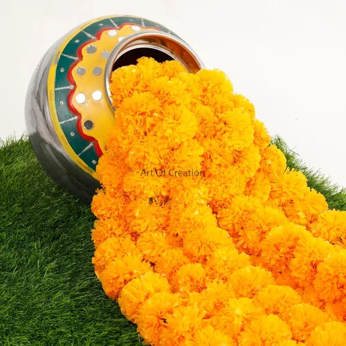 Vista 4 de Art of Creation 20 guirnaldas de caléndula de 5 pies de flores indio americano, decoración de manto, guirnalda de boda, decoración de flores Diwali