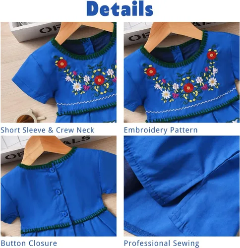 Vista 2 de Aalizzwell Vestido bordado de manga corta para bebé niña pequeña