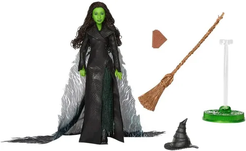 Vista 4 de Mattel Universal Pictures Wicked: Muñeca de moda Elphaba For Good de lujo con atuendo extraíble y 4 accesorios, inspirada en la película