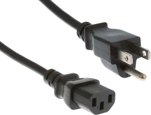 Vista 8 de Cable de alimentación de CA estándar, 15A/125V, 18 AWG, 5-15P a C13, (NEMA 5-15P a IEC-60320-C13) 2 pies