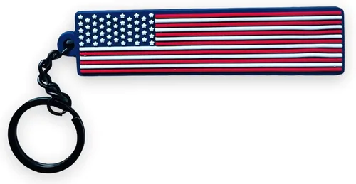 Vista 2 de PAC Supplies Global Ltd Llavero de la bandera de Estados Unidos con llavero y cordón de la bandera de Estados Unidos a juego con clip de hebilla
