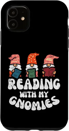 Vista 5 de Funda para iPhone 15 Reading With My Gnomies Funny Gnomes Book Lover Bookworm