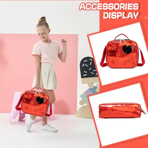 Vista 42 de Mochila para niñas de 16 pulgadas, mochilas para niñas para la escuela, mochila de lentejuelas con lonchera para estudiantes de primaria