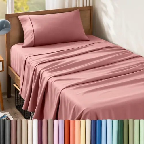 Vista 130 de Bare Home Juego de Sábanas Twin - Sábanas de Cama de Microfibra Ultra-Suave 1800 - Doble Cepillado - Bolsillos Profundos - Ajuste Fácil - Extra